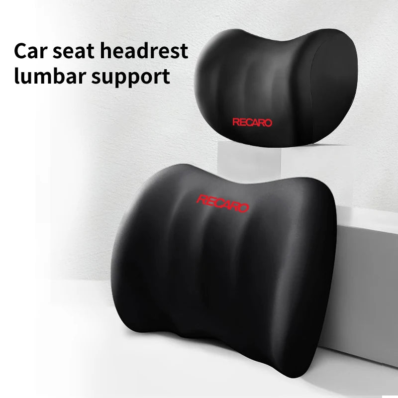 Memory Foam Car Logo Seat Headrest Lumbar Support Neck Cushion For Racing Recaro