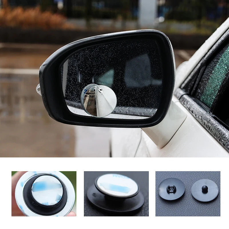 360 Degree Car Blind Spot Rear View Mirror Wide Angle Adjustable Small Round Mirror Car Reverse Auxiliary Rearview Convex Mirror