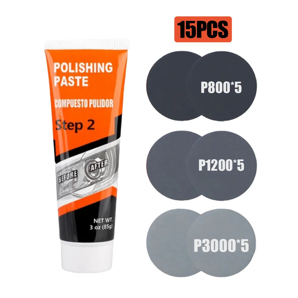 Professional Car Headlight Restoration Kit - Remove Yellowing & Scratches, Long Lasting Polish for Car/Motorcycle/ATV Lights