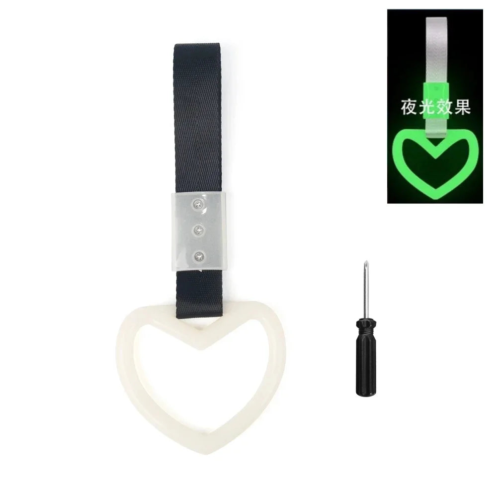 مقبض حزام يد حافلة قطار JDM قطعة واحدة جديد Tsurikawa حلقة قلب تزيين سيارة Drift Charm حزام حلقة تحذير لوازم تزيين السيارة