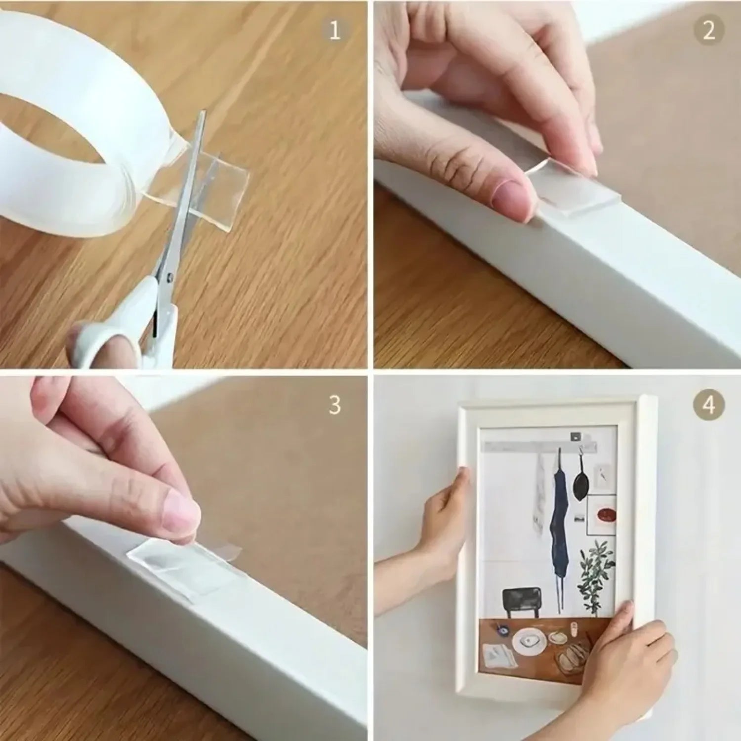 1 Roll Transparent Double Sided Nano Tape, Reusable Waterproof Wall Adhesive Strips, Heat Resistant for Home Improvement
