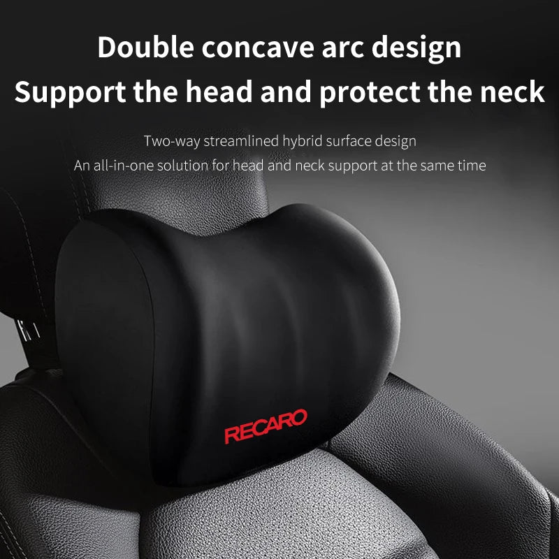 Memory Foam Car Logo Seat Headrest Lumbar Support Neck Cushion For Racing Recaro