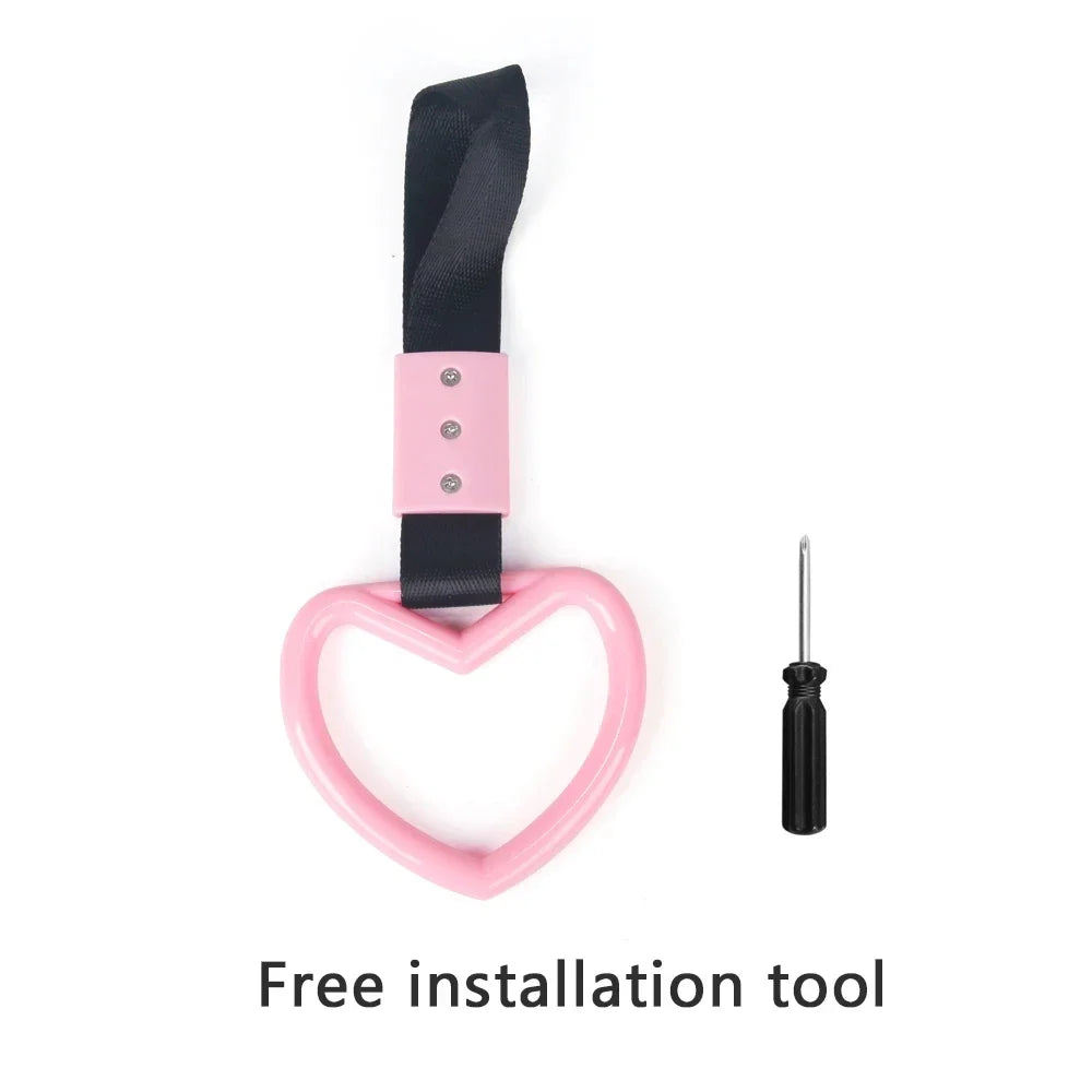 مقبض حزام يد حافلة قطار JDM قطعة واحدة جديد Tsurikawa حلقة قلب تزيين سيارة Drift Charm حزام حلقة تحذير لوازم تزيين السيارة