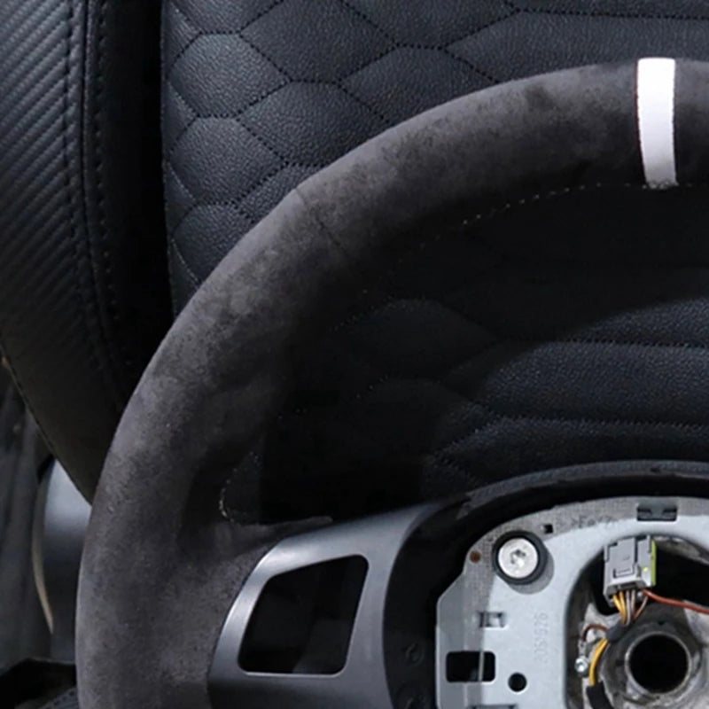 غطاء عجلة قيادة السيارة المضفرة مصنوع حسب الطلب من جلد الشمواه المقاوم للانزلاق لسيارات BMW M Sport M3 E90 E91 E92 E93 E87 E81 E82 E88 X1 E84