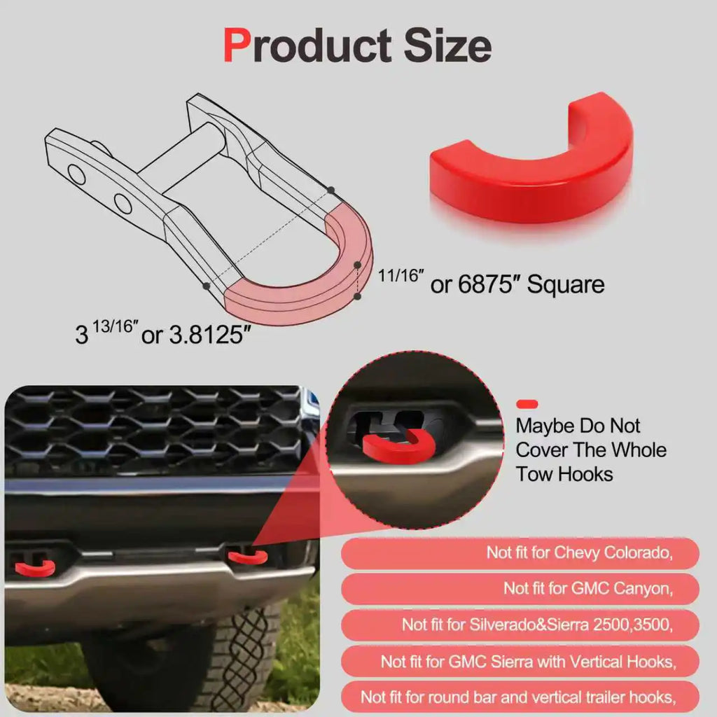 Tow Hitch Covers for Chevy Silverado 1500(2007-2024)&GMC Sierra 1500 (2007-2018), Tow Hook Cover Accessories