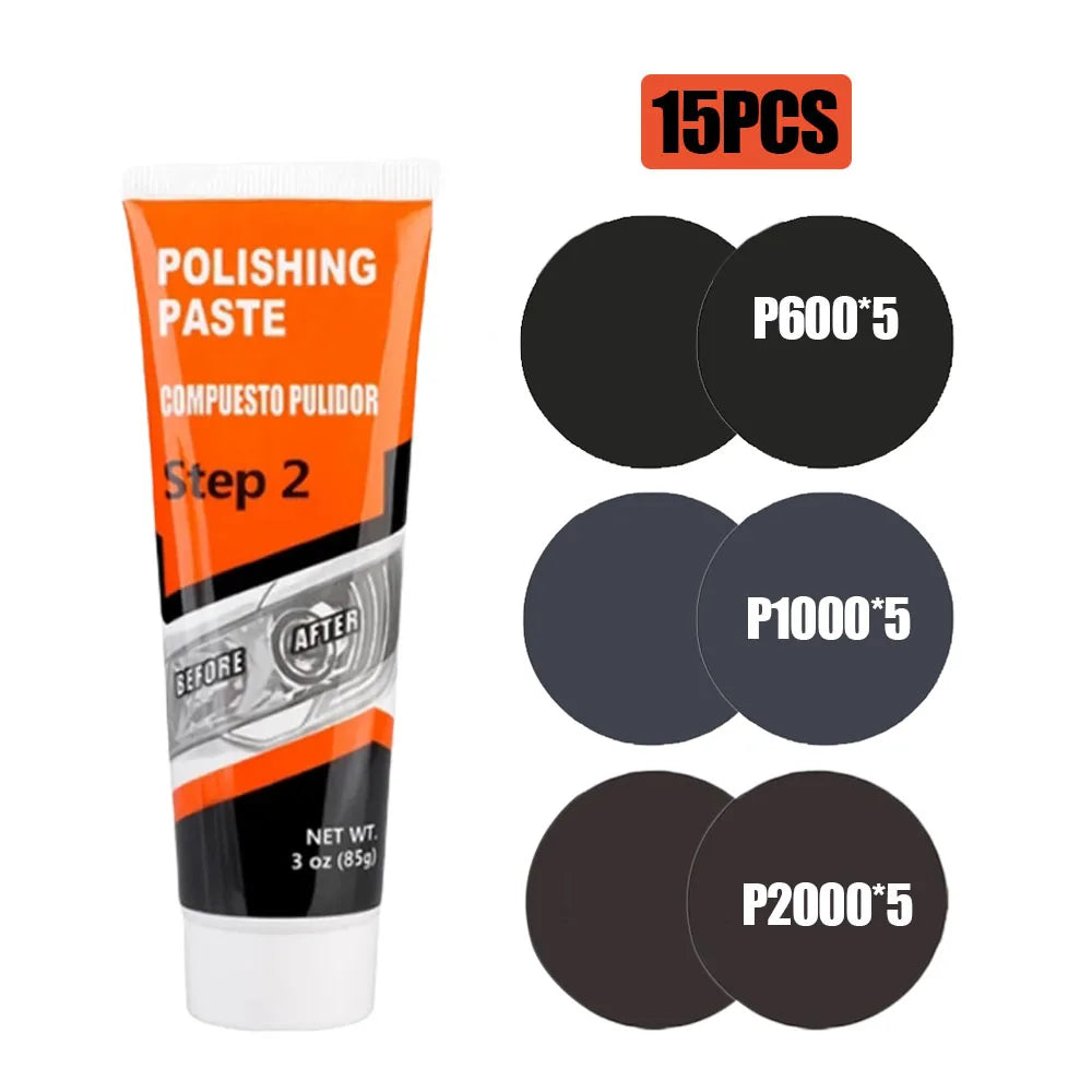 Professional Car Headlight Restoration Kit - Remove Yellowing & Scratches, Long Lasting Polish for Car/Motorcycle/ATV Lights