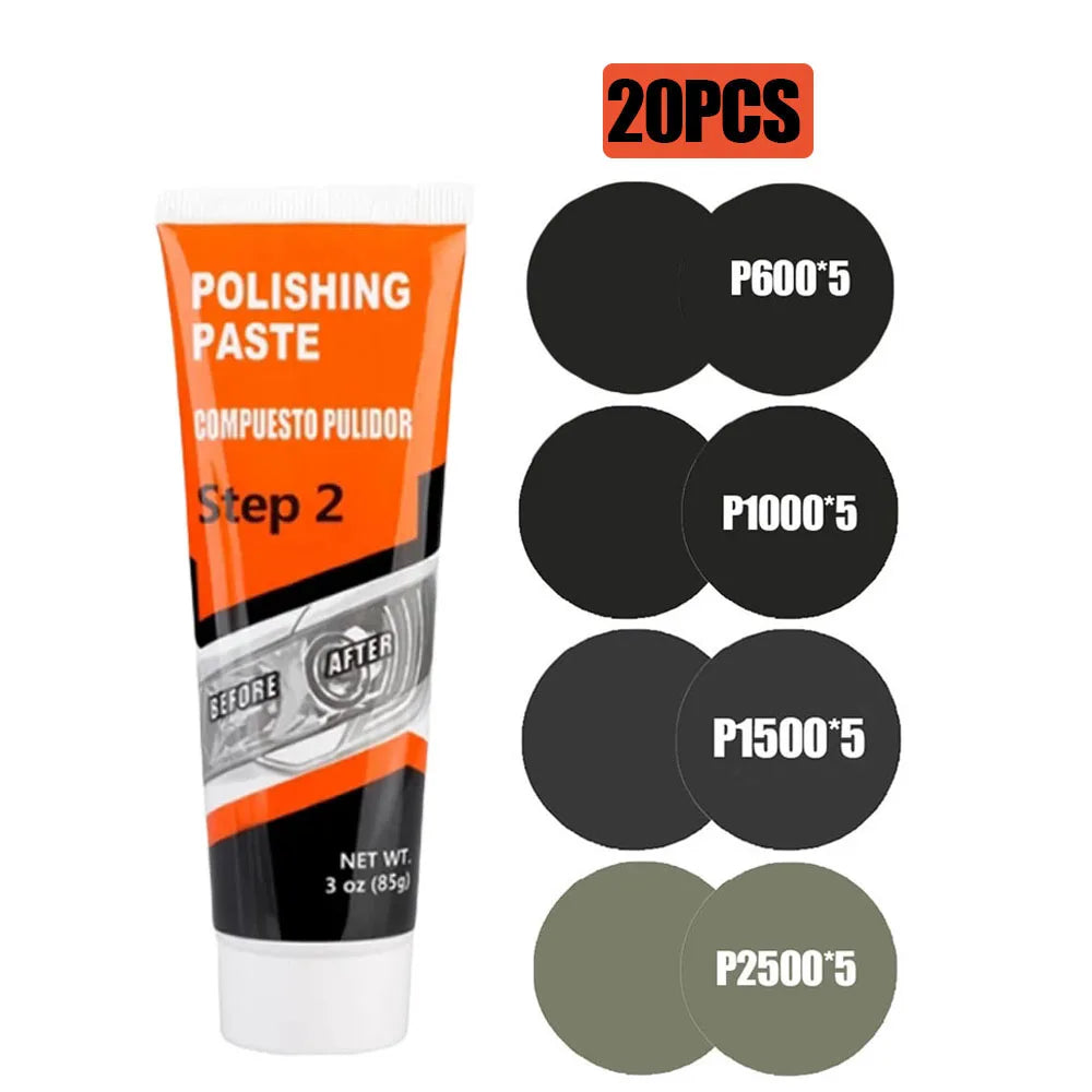 Professional Car Headlight Restoration Kit - Remove Yellowing & Scratches, Long Lasting Polish for Car/Motorcycle/ATV Lights