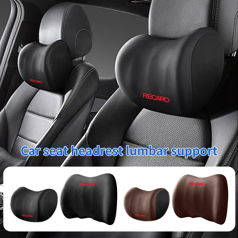 Memory Foam Car Logo Seat Headrest Lumbar Support Neck Cushion For Racing Recaro