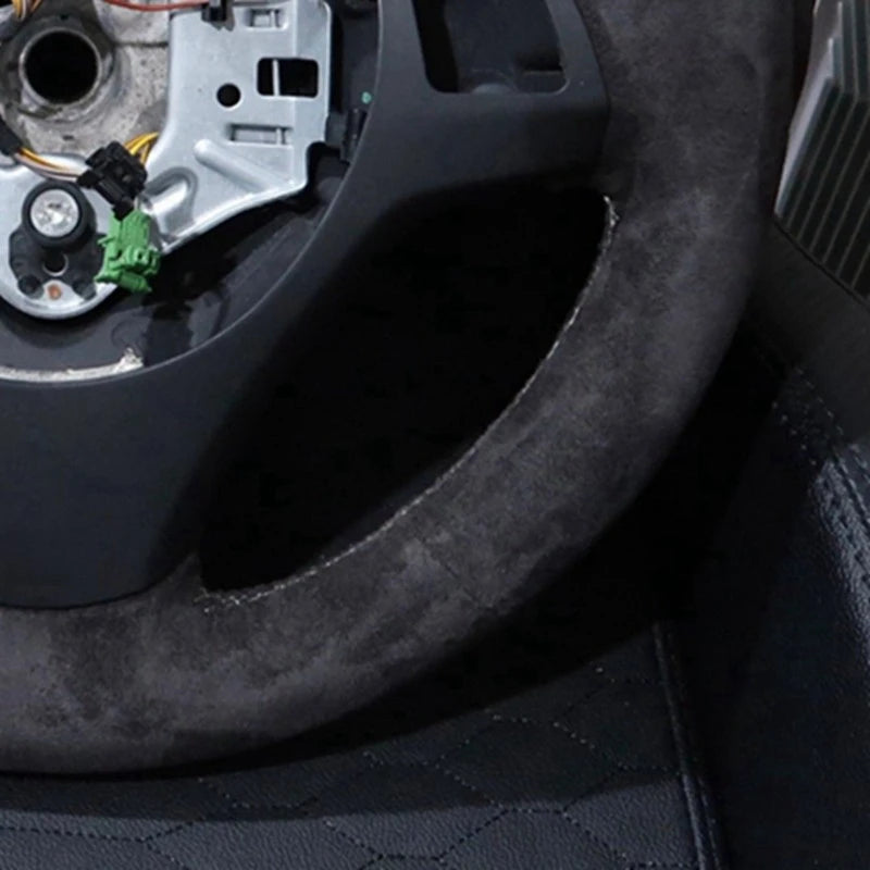 غطاء عجلة قيادة السيارة المضفرة مصنوع حسب الطلب من جلد الشمواه المقاوم للانزلاق لسيارات BMW M Sport M3 E90 E91 E92 E93 E87 E81 E82 E88 X1 E84