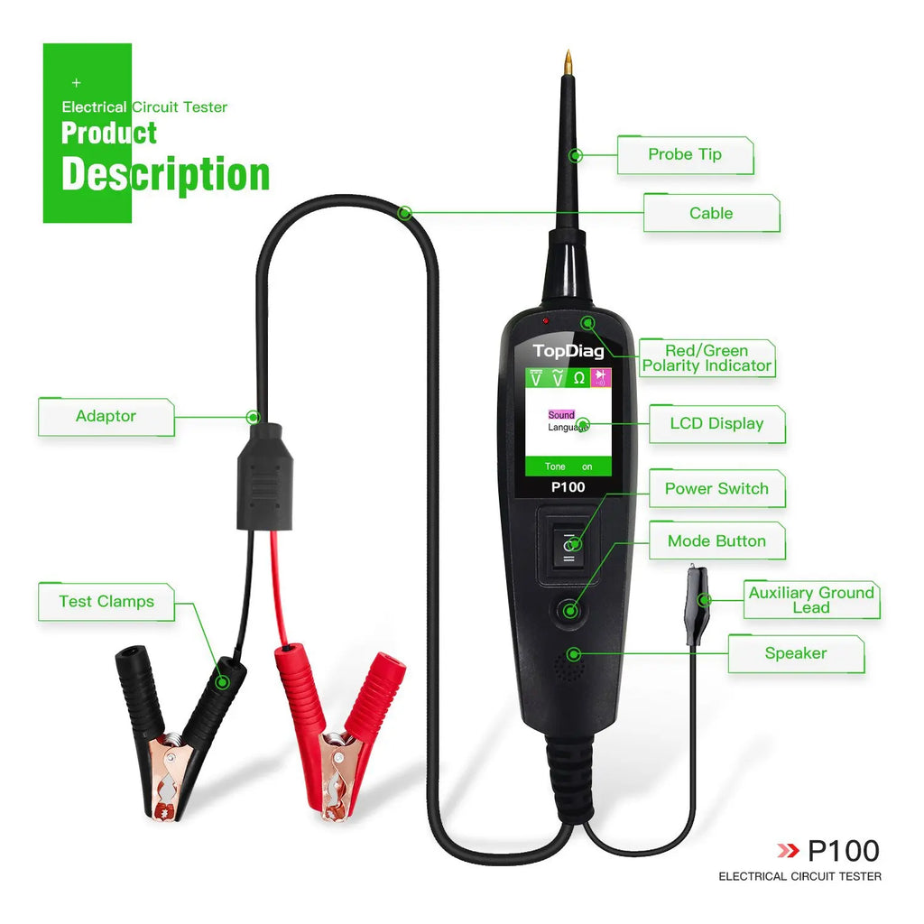 12/24V Multifunctional Car Circuit Tester Power Circuit Probe Kit Car Battery Voltage/Resistant Tester Diagnostic Tool Component