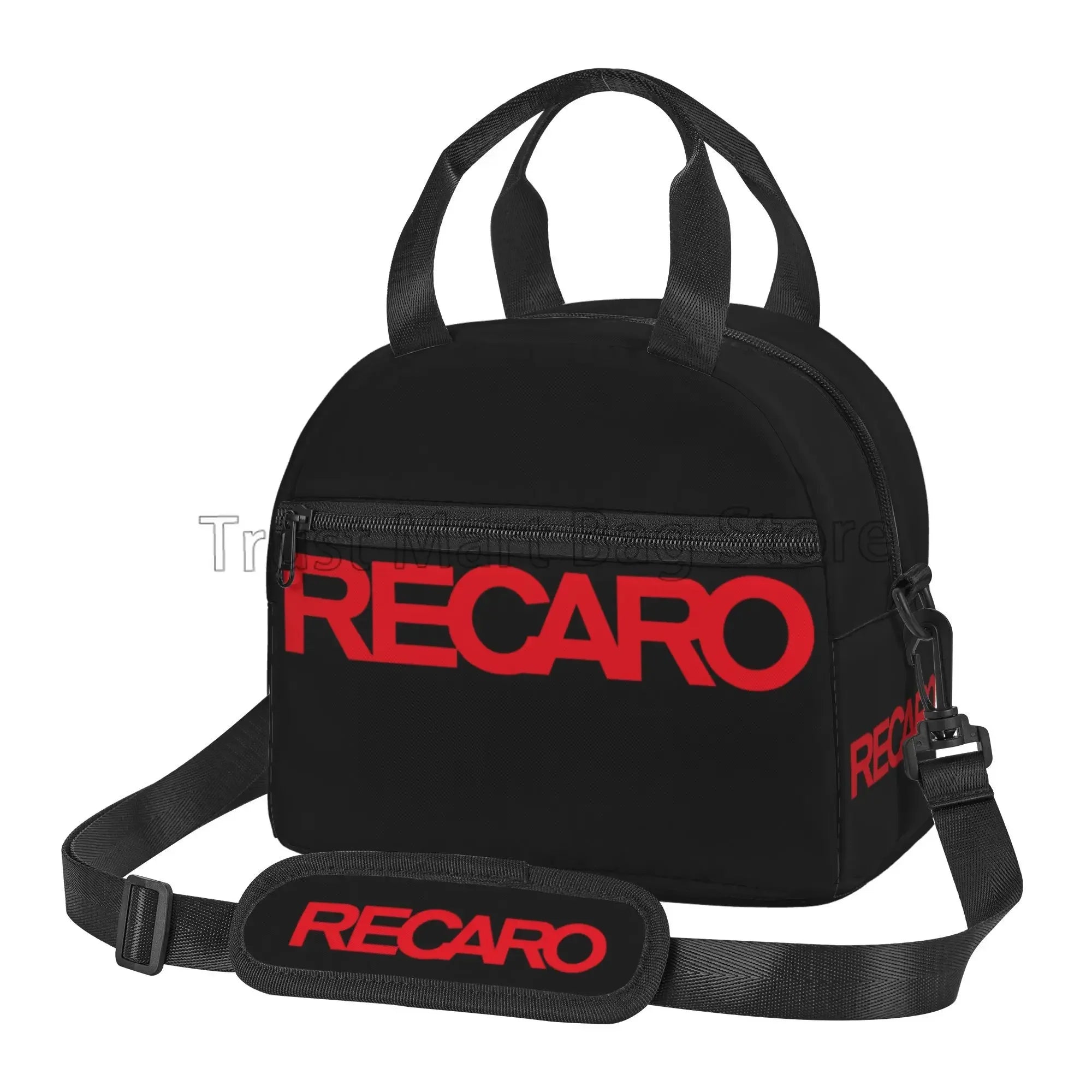 Recaros Logo Print Lunch Bag with Shoulder Strap Insulated Tote Bag for Office Food Storage Portable Thermal Cooler Bento Box