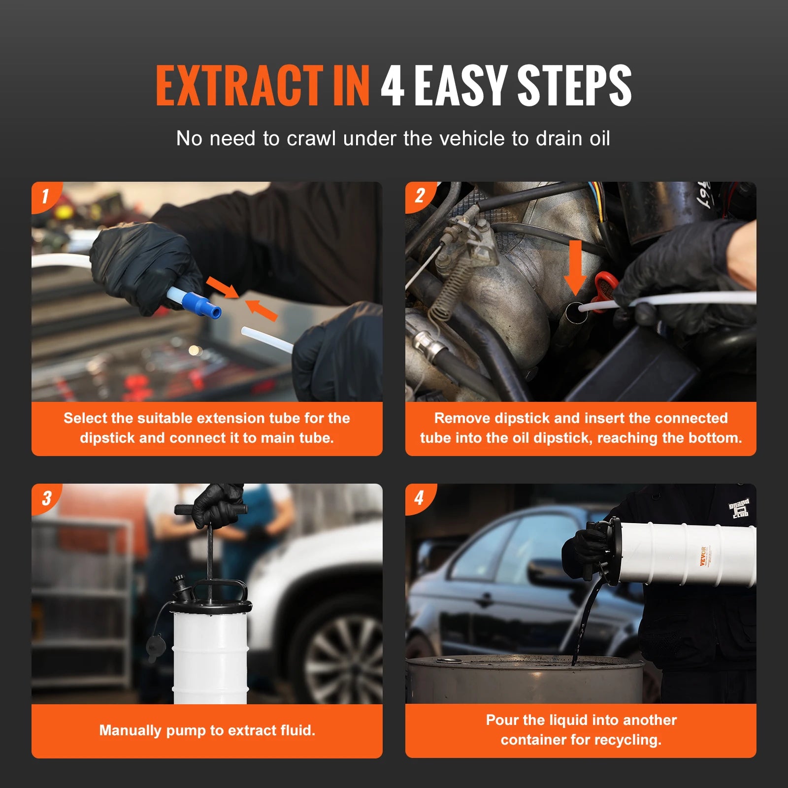 SucceBuy 6.5L Fluid Extractor Manual Hand-Operated Car Brake Oil Changer with Hose Vacuum Fluid Oil Pump for Car Accessories