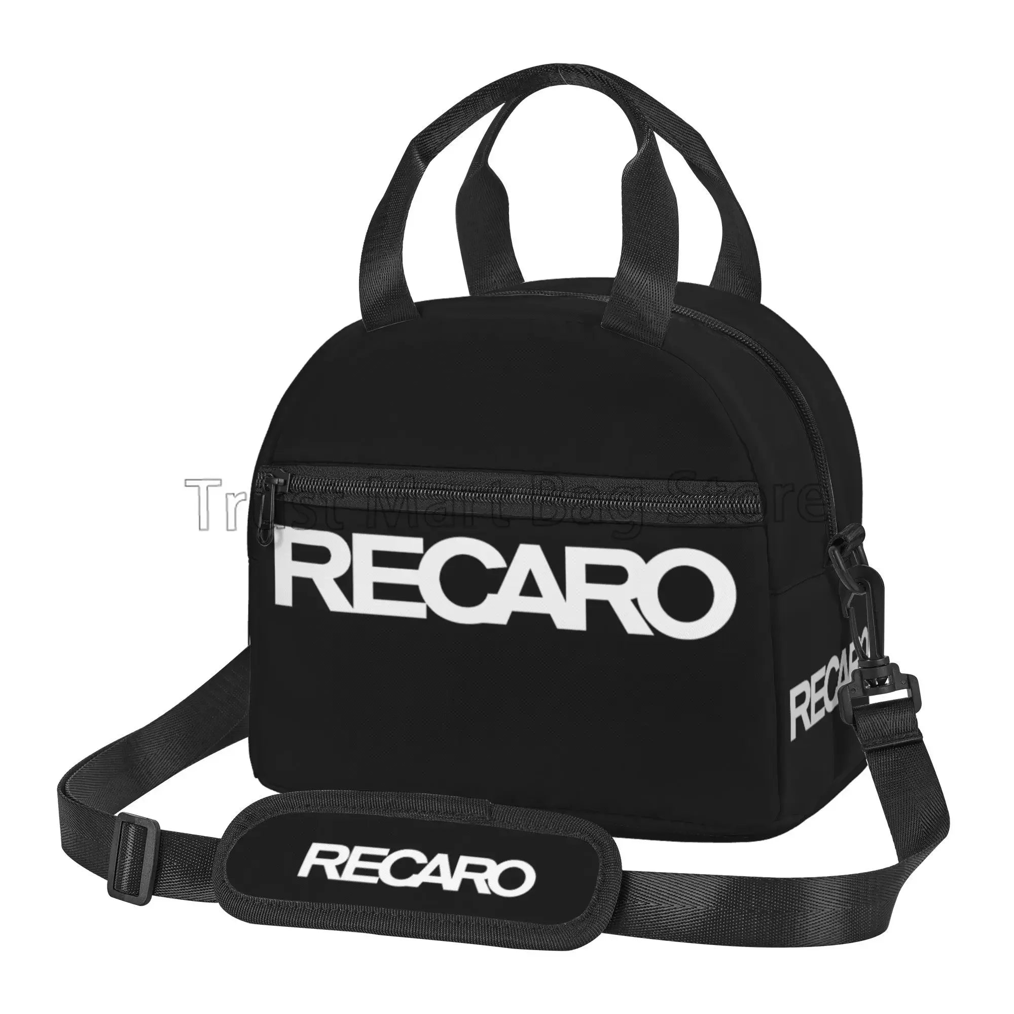 Recaros Logo Print Lunch Bag with Shoulder Strap Insulated Tote Bag for Office Food Storage Portable Thermal Cooler Bento Box
