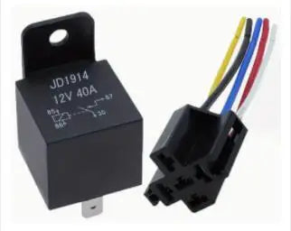 JD1912 12V 40A 4 Pin SPST Car Relay Harness with Color-labeled Wires for Automotive Truck Van Motorcycle Boat