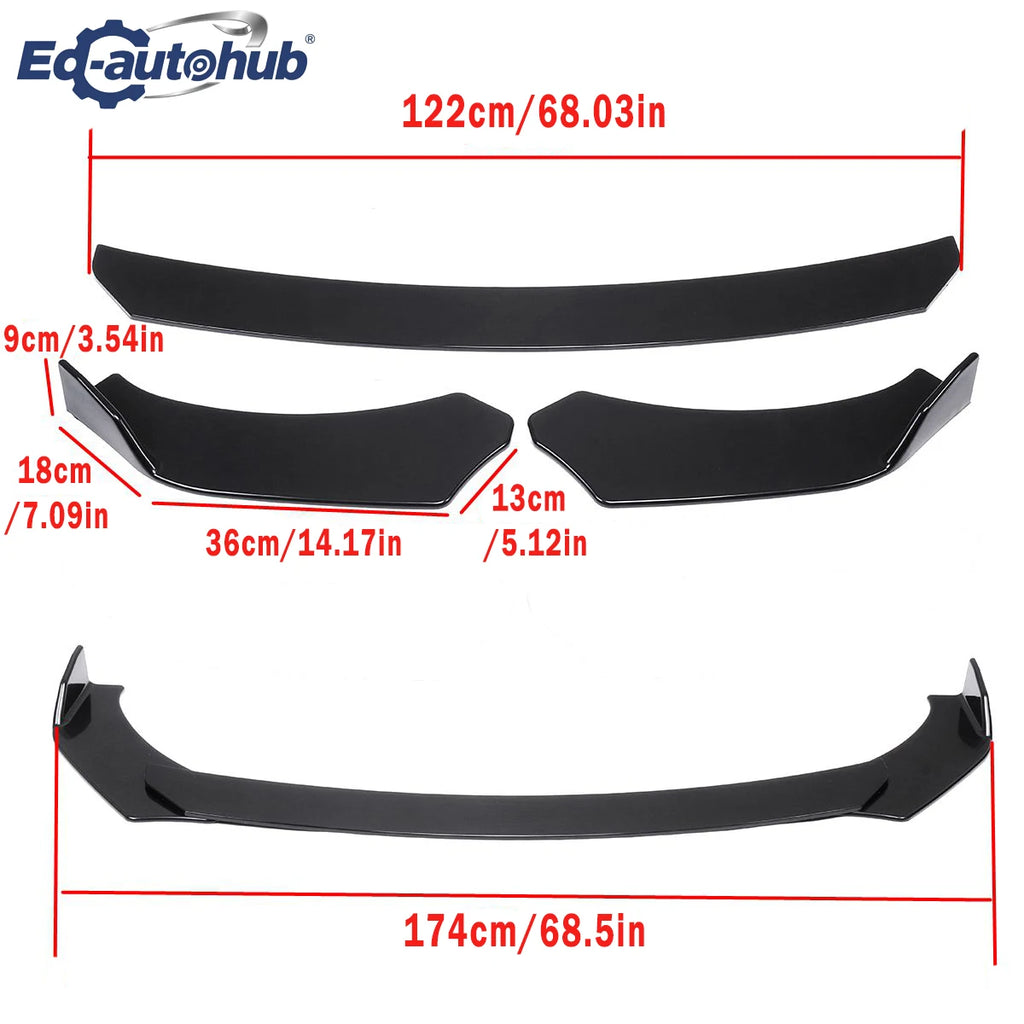 For Dodge Charger RT SRT SXT 2015-2022 Front Bumper Lip Splitter Spoiler Performance Glossy Black Painted