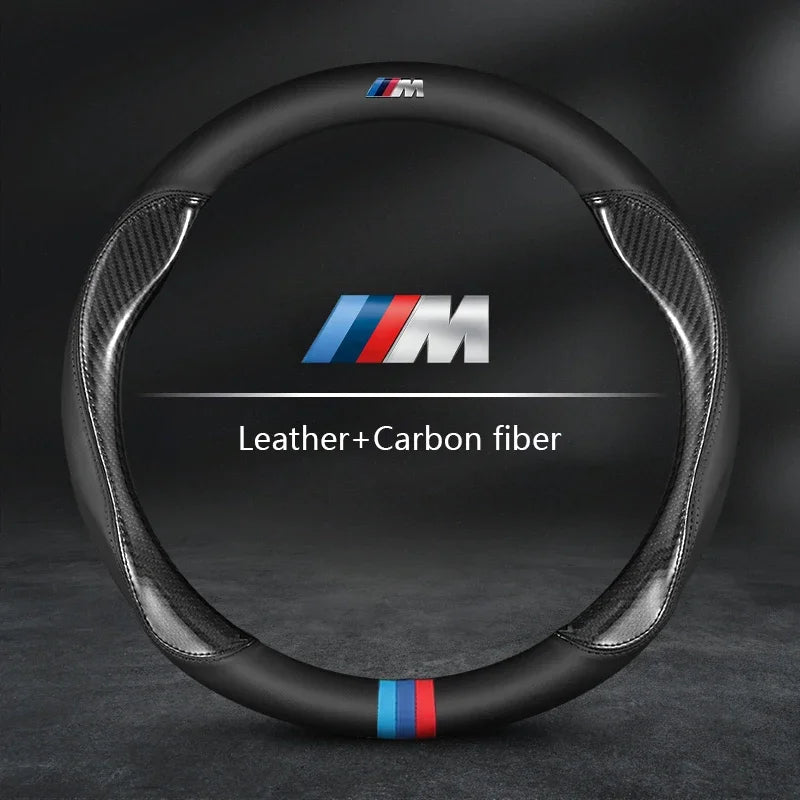غطاء عجلة قيادة السيارة من BMW لـ M X1 X3 X5 X6 G20 G30 E39 E46 E87 E90 E92 F10 F15 F30 ألياف الكربون جلد سويدي إكسسوارات