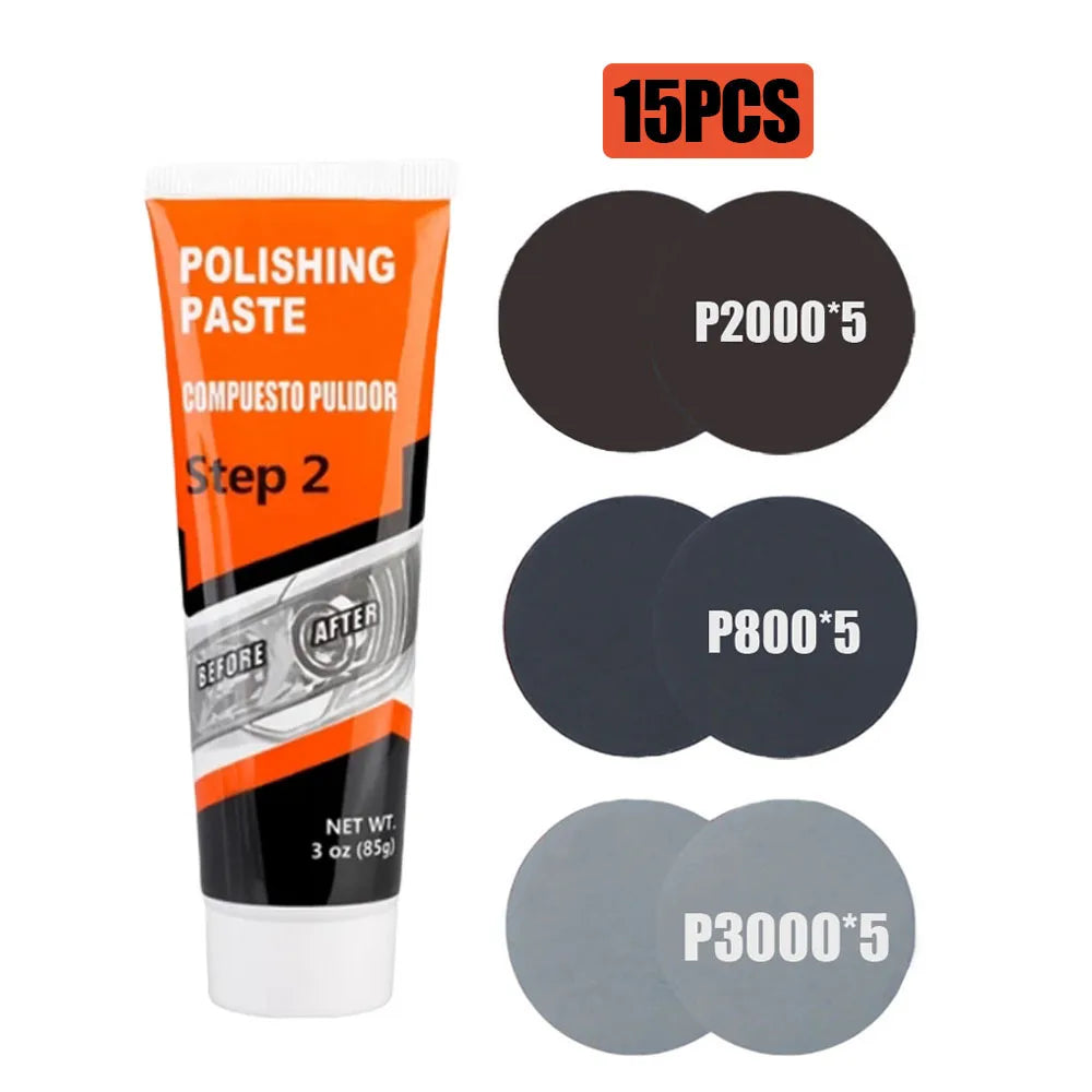 Professional Car Headlight Restoration Kit - Remove Yellowing & Scratches, Long Lasting Polish for Car/Motorcycle/ATV Lights