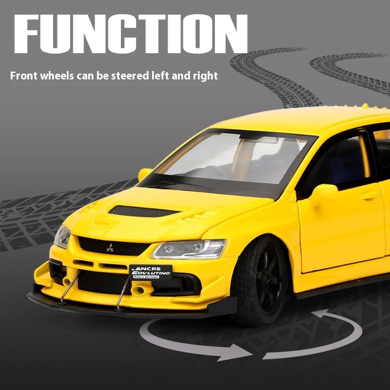 JDM 1:32 Mitsubishi Lancer Evolution Ninth Generation Super Racing Metal Alloy Diecast Car Model Sound & Light Right Rudder Gift