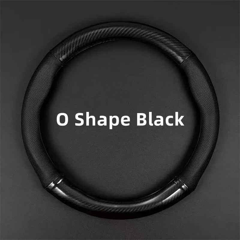 New Universal Car Steering Wheel Cover Carbon Fiber Leather Three-dimensional Anti Slip Timple And Fashionable Car Accessories
