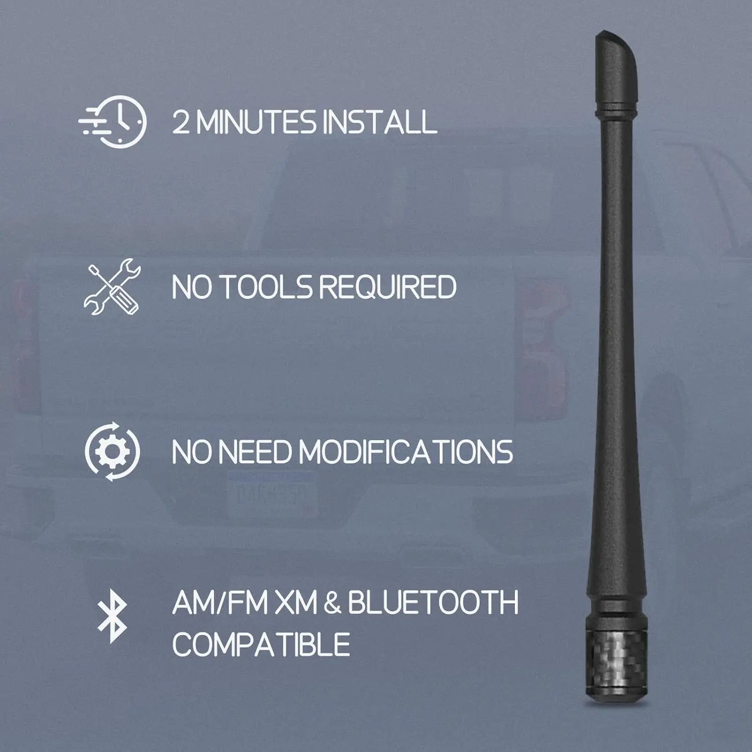 7inch Rubber Truck Antenna for 1998-2022 Chevrolet Silverado 1500 2500 3500 HD GMC Sierra 1500 2500 3500 Denali, FM/AM