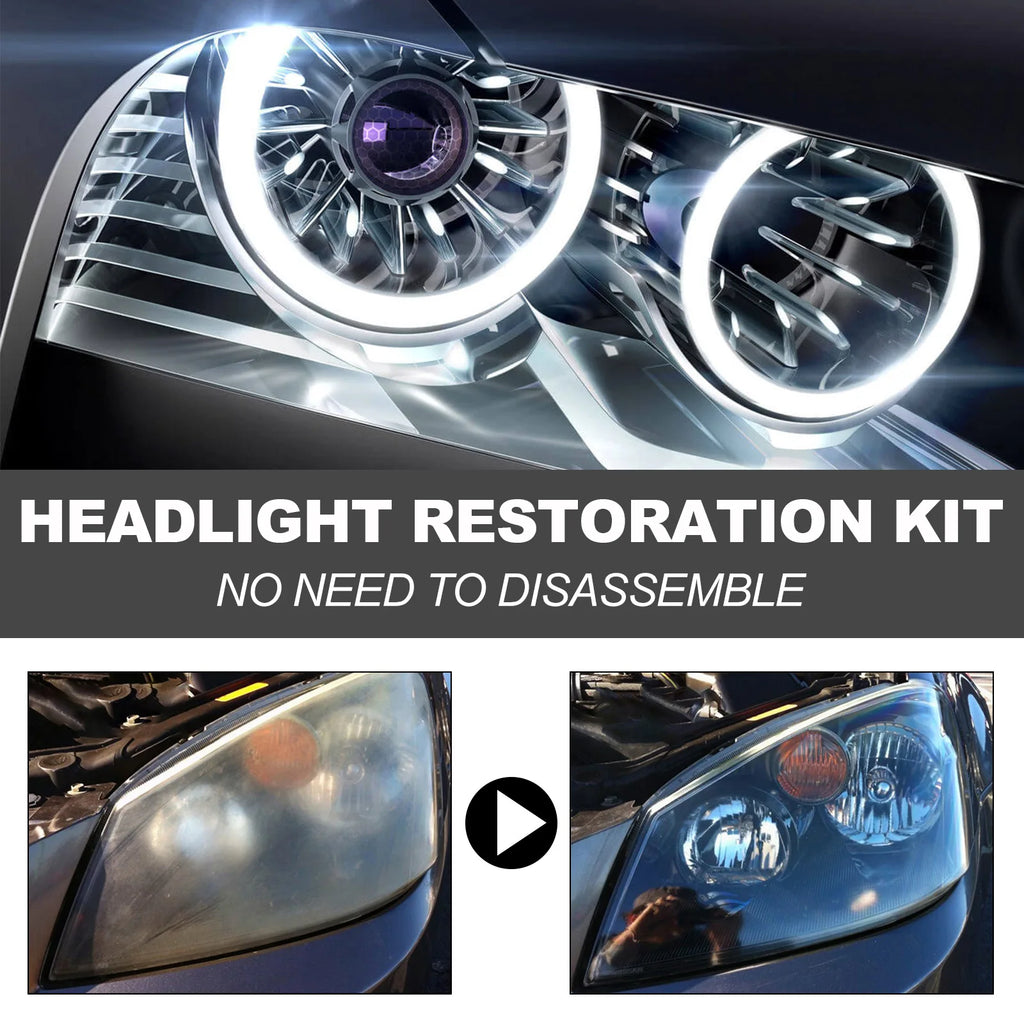 Professional Car Headlight Restoration Kit - Remove Yellowing & Scratches, Long Lasting Polish for Car/Motorcycle/ATV Lights