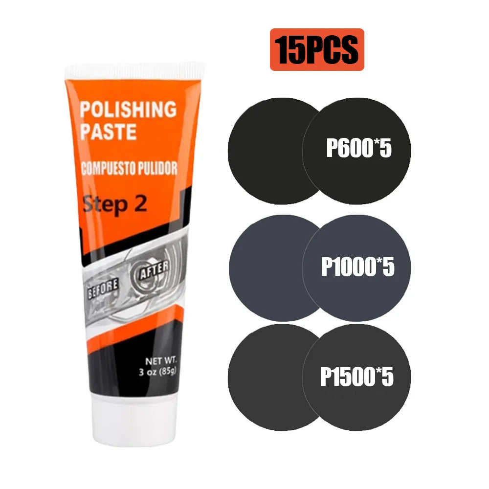 Professional Car Headlight Restoration Kit - Remove Yellowing & Scratches, Long Lasting Polish for Car/Motorcycle/ATV Lights