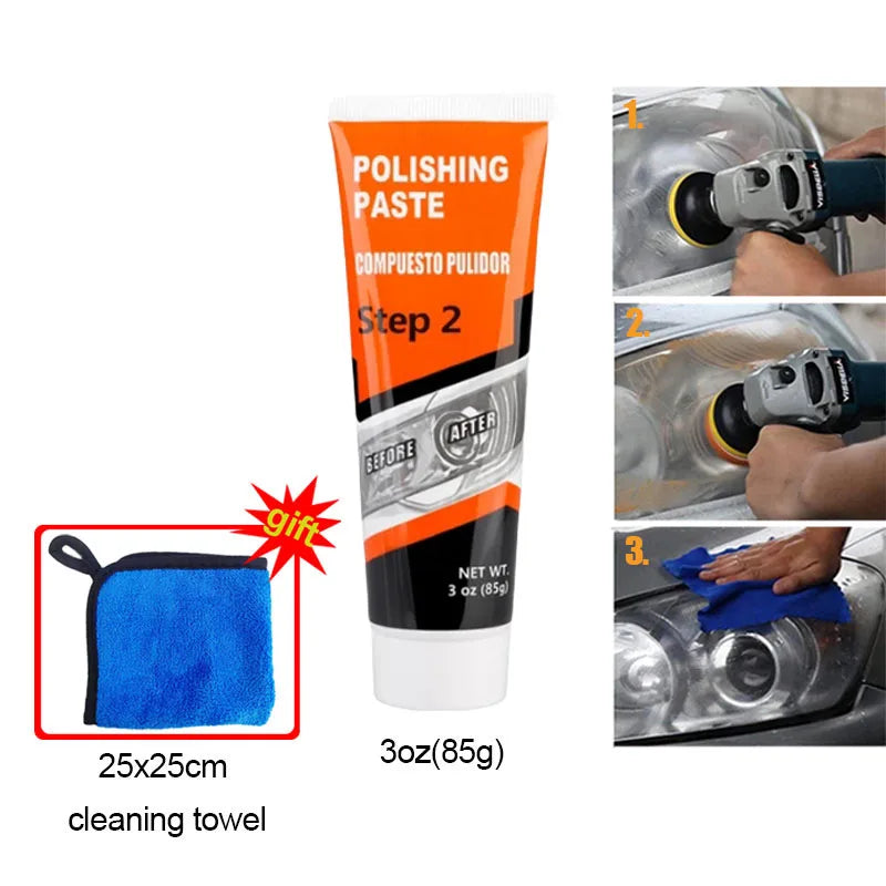 Professional Car Headlight Restoration Kit - Remove Yellowing & Scratches, Long Lasting Polish for Car/Motorcycle/ATV Lights