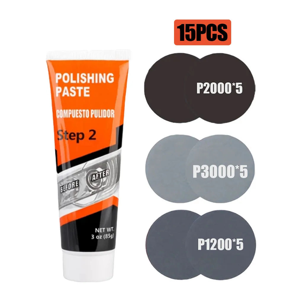 Professional Car Headlight Restoration Kit - Remove Yellowing & Scratches, Long Lasting Polish for Car/Motorcycle/ATV Lights