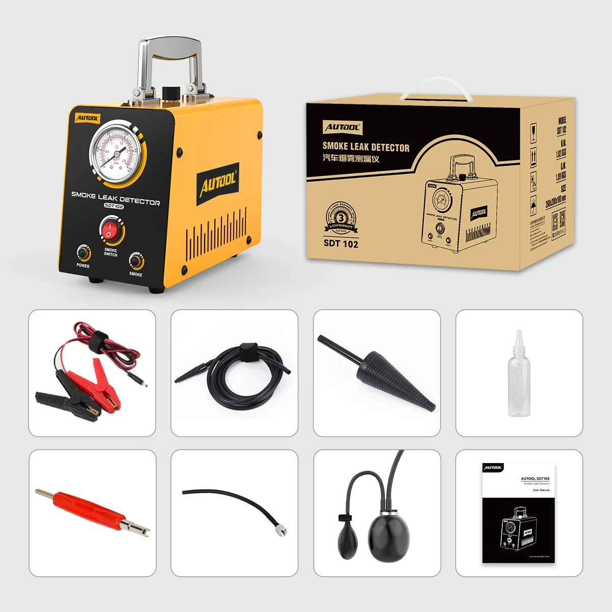 AUTOOL SDT102 Auto Smoke Leak Detector Car EVAP Smoke Machine Pipe Smoking Generator Diagnostic Pipe Leakage Analyzer Tester