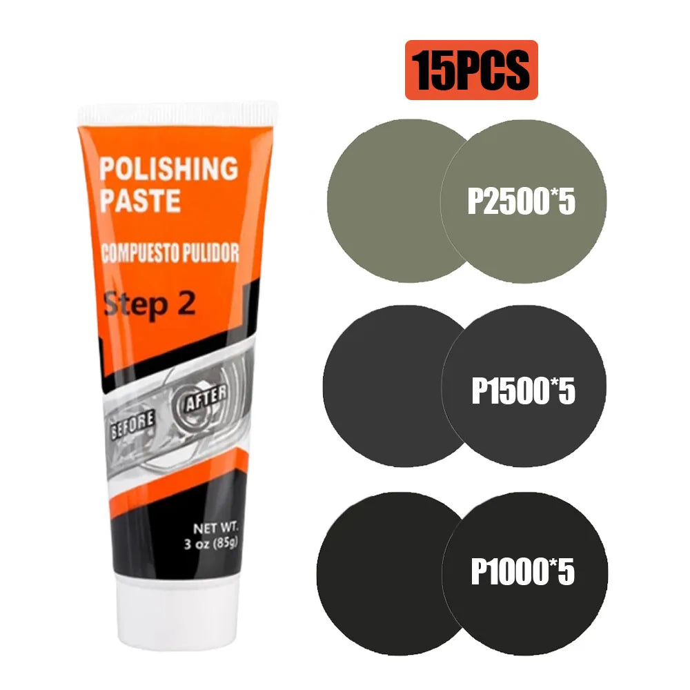 Professional Car Headlight Restoration Kit - Remove Yellowing & Scratches, Long Lasting Polish for Car/Motorcycle/ATV Lights