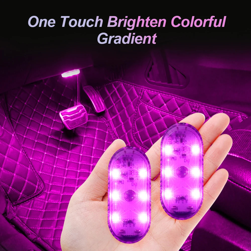1 pc Multi Color Car Light Wireless LED Touch Light Roof Light Sensor Read Lamp Mini USB Charging Light Car Interior Accsesories