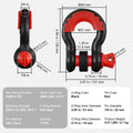 SucceBuy 2Pcs 3/4" D-Ring Shackle 62832lb Break Strength Bow Shackles with Isolator & Washers for Jeep Off-Road Vehicle Recovery