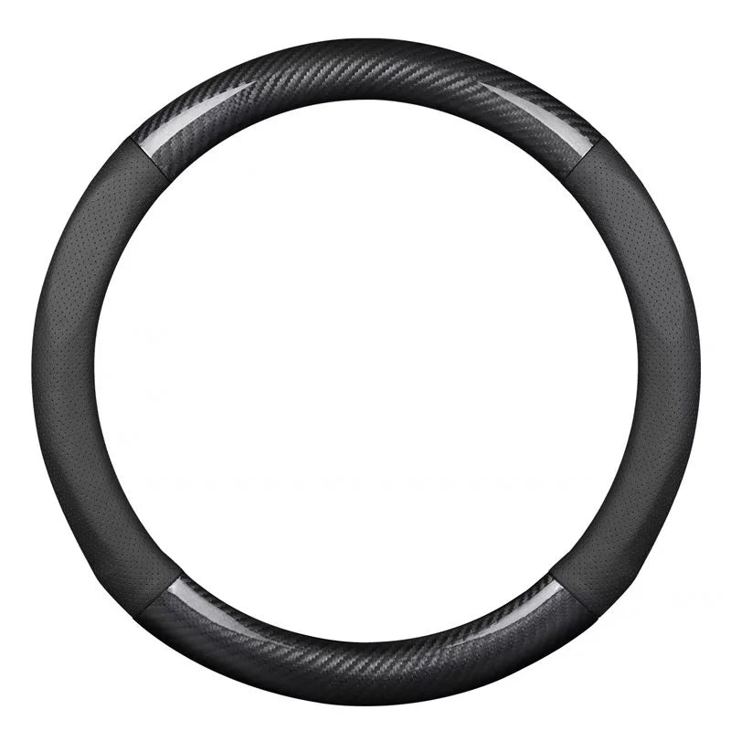 New Universal Car Steering Wheel Cover Carbon Fiber Leather Three-dimensional Anti Slip Timple And Fashionable Car Accessories