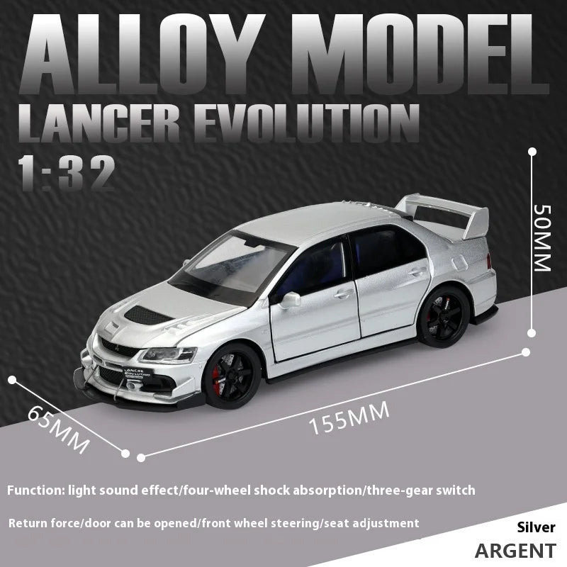JDM 1:32 Mitsubishi Lancer Evolution Ninth Generation Super Racing Metal Alloy Diecast Car Model Sound & Light Right Rudder Gift