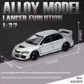 JDM 1:32 Mitsubishi Lancer Evolution Ninth Generation Super Racing Metal Alloy Diecast Car Model Sound & Light Right Rudder Gift