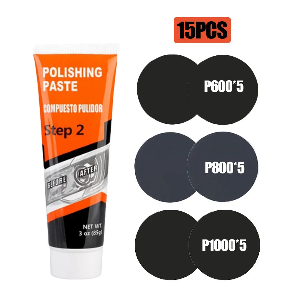 Professional Car Headlight Restoration Kit - Remove Yellowing & Scratches, Long Lasting Polish for Car/Motorcycle/ATV Lights