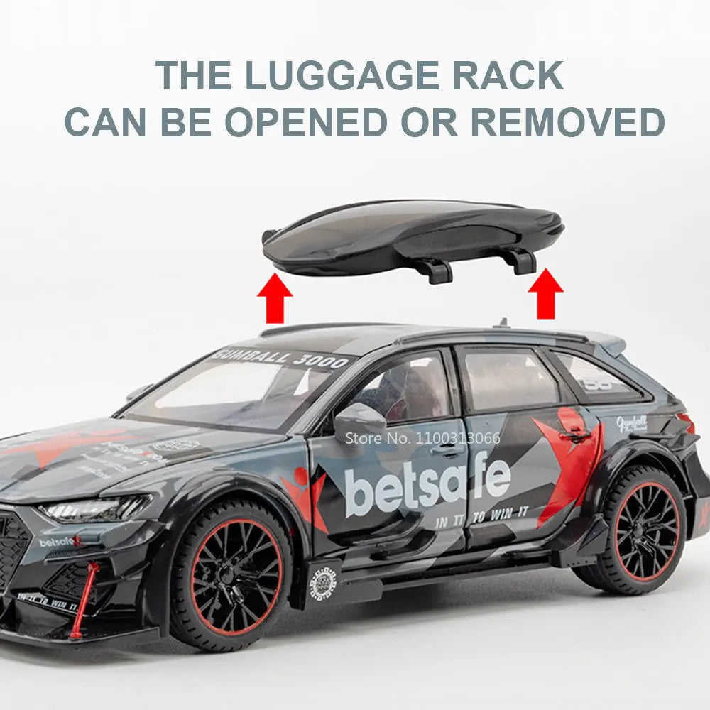 1/24 Audi RS6 Modified Vehicles Car Model Toys Alloy Diecast  With Pull Back Light & Sound Model Cars Boys Gifts For Children