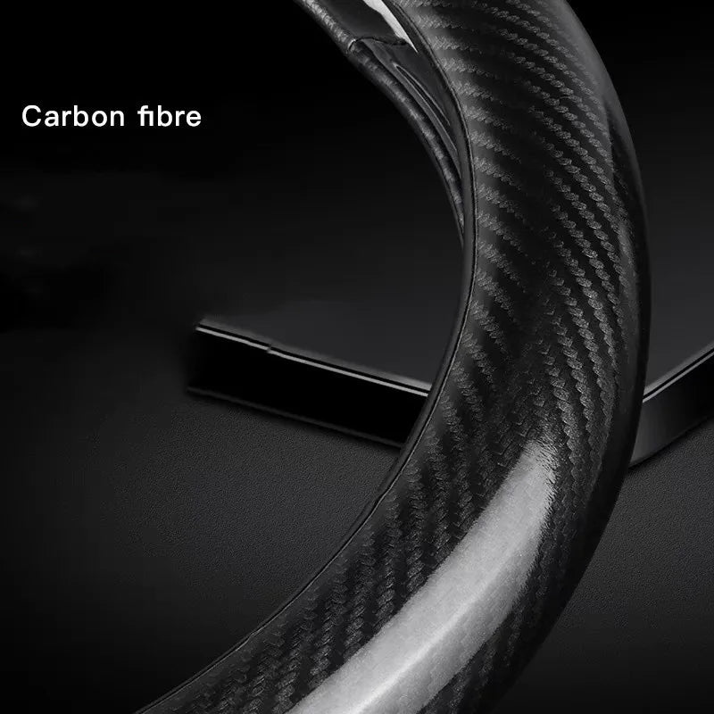New Universal Car Steering Wheel Cover Carbon Fiber Leather Three-dimensional Anti Slip Timple And Fashionable Car Accessories