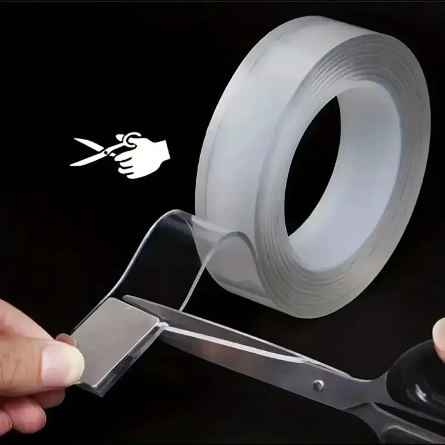1 Roll Transparent Double Sided Nano Tape, Reusable Waterproof Wall Adhesive Strips, Heat Resistant for Home Improvement