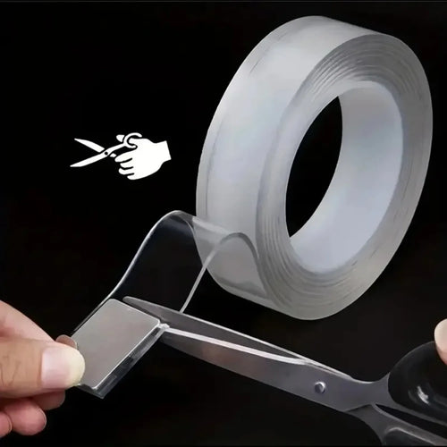 1 Roll Transparent Double Sided Nano Tape, Reusable Waterproof Wall Adhesive Strips, Heat Resistant for Home Improvement