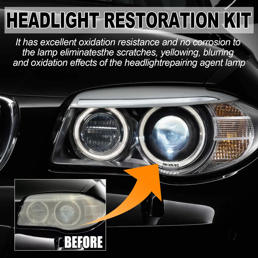 Professional Car Headlight Restoration Kit - Remove Yellowing & Scratches, Long Lasting Polish for Car/Motorcycle/ATV Lights