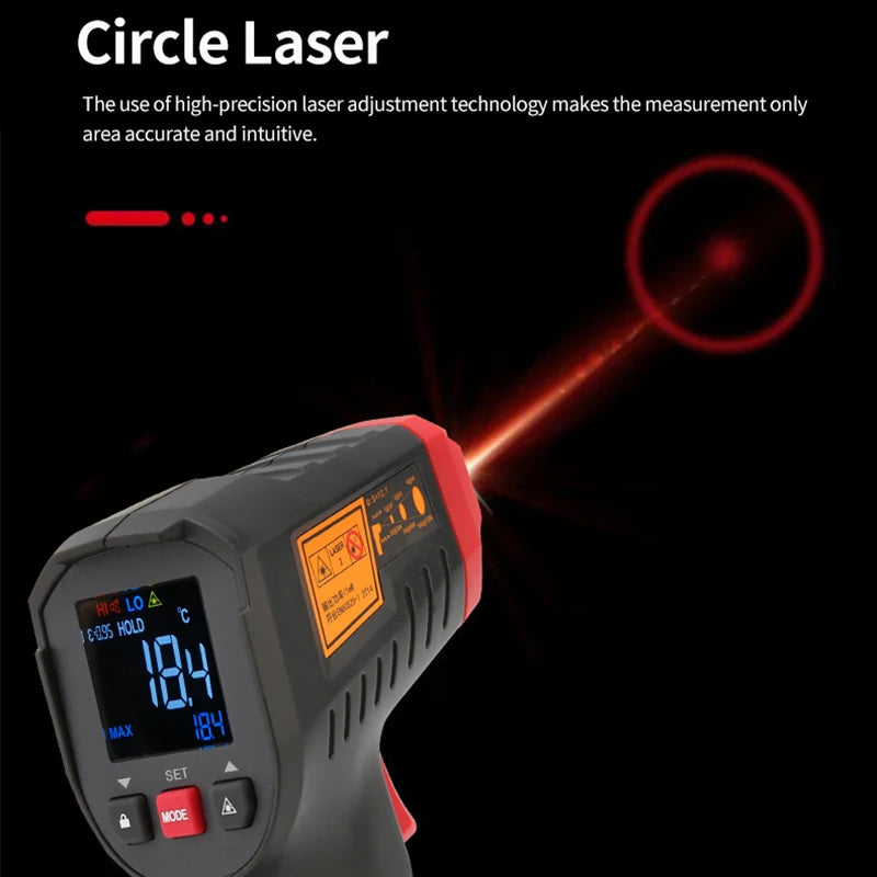 مقياس حرارة رقمي UNI-T UT306S UT306C، مقياس حرارة ليزر بالأشعة تحت الحمراء للاستخدام المنزلي والصناعي، بدون لمس، -50 درجة مئوية إلى 500 درجة مئوية