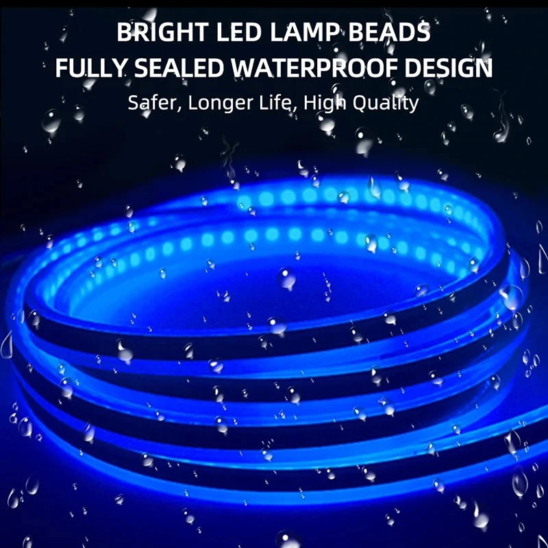 150 سم إضاءة نهارية LED ضوئية للمسح الضوئي عند تشغيل السيارة، مصابيح زخرفية لغطاء المحرك DRL، مصباح إرشادي زخرفي محيطي لغطاء محرك السيارة 12 فولت