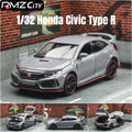 1/32 Honda Civic Type R Toy Car For Children Diecast Miniature Model Pull Back Doors Openable Sound Light Collection Gift Boys