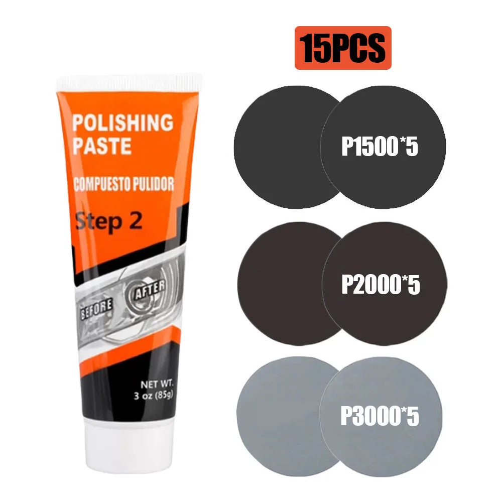 Professional Car Headlight Restoration Kit - Remove Yellowing & Scratches, Long Lasting Polish for Car/Motorcycle/ATV Lights