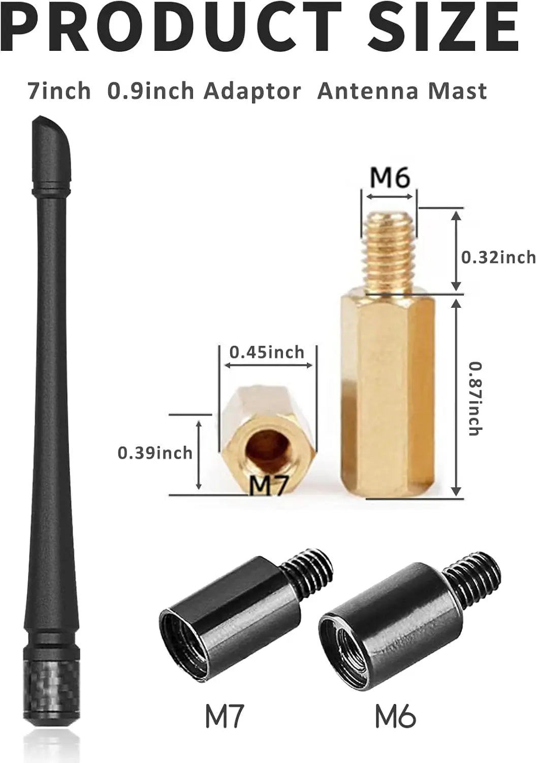 7inch Rubber Truck Antenna for 1998-2022 Chevrolet Silverado 1500 2500 3500 HD GMC Sierra 1500 2500 3500 Denali, FM/AM