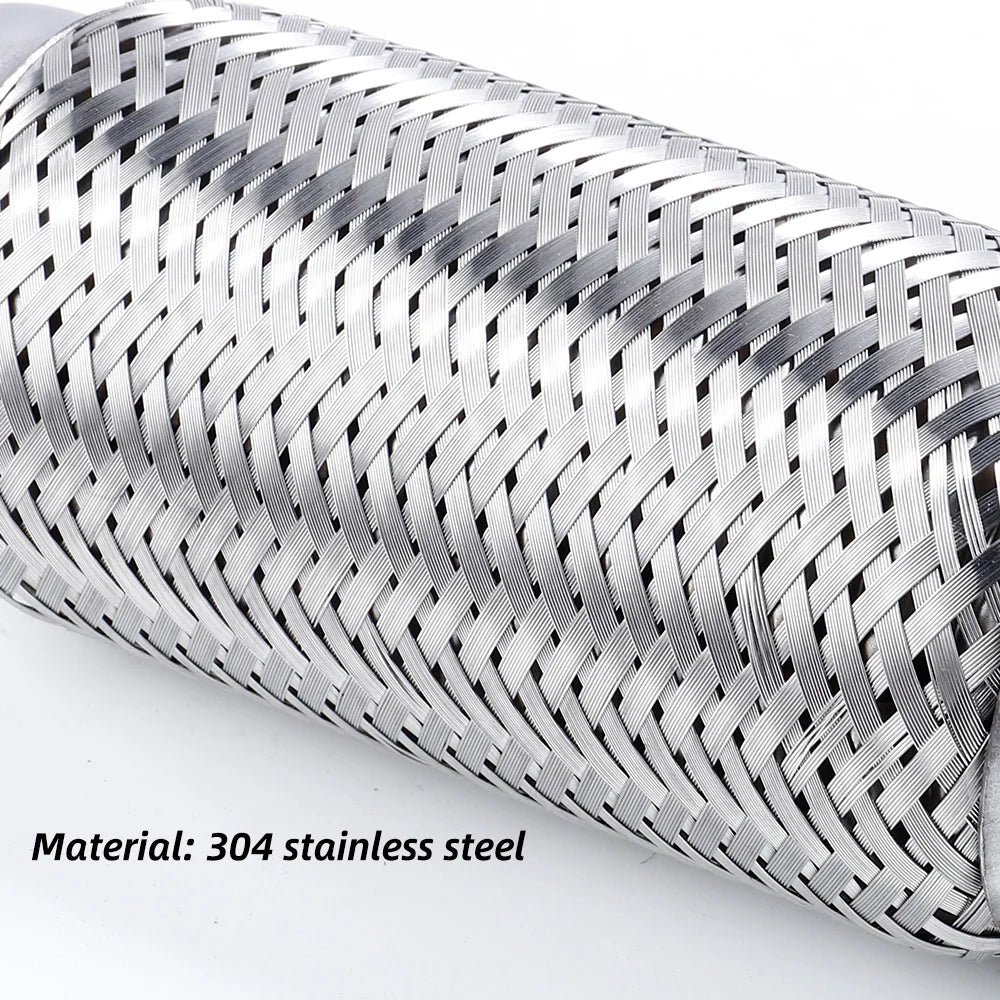 Runsco Car Exhaust Tube Telescopic Flexible Connection Braid Bellows Stainless Steel Muffler Pipe Connector Welded Universal