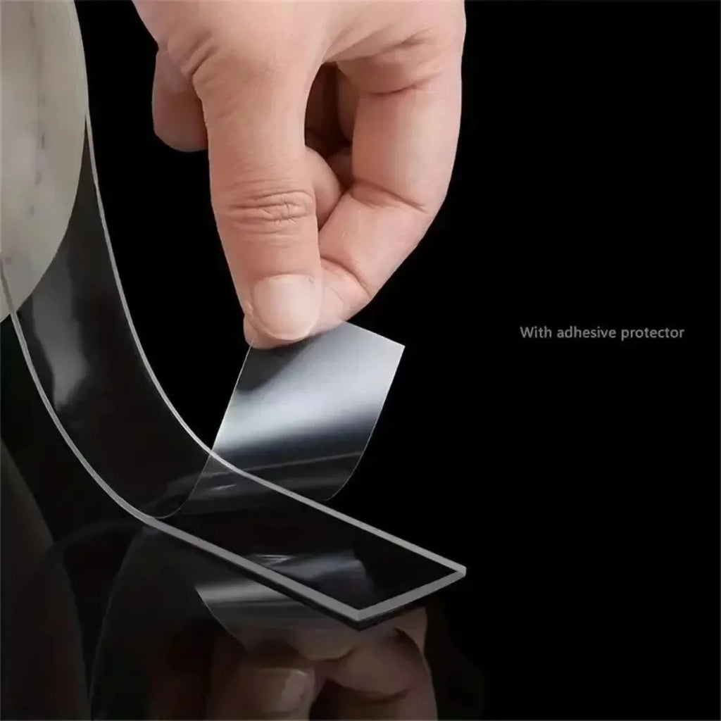 1 Roll Transparent Double Sided Nano Tape, Reusable Waterproof Wall Adhesive Strips, Heat Resistant for Home Improvement