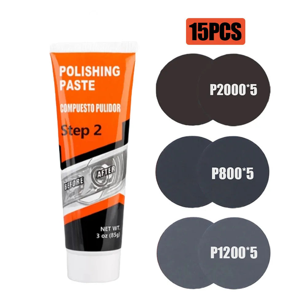 Professional Car Headlight Restoration Kit - Remove Yellowing & Scratches, Long Lasting Polish for Car/Motorcycle/ATV Lights