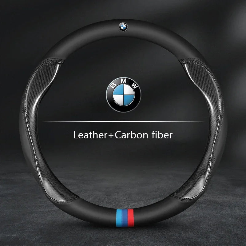 غطاء عجلة قيادة السيارة من BMW لـ M X1 X3 X5 X6 G20 G30 E39 E46 E87 E90 E92 F10 F15 F30 ألياف الكربون جلد سويدي إكسسوارات